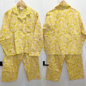 Vintage Yellow Pink Floral Women's Pajama Set